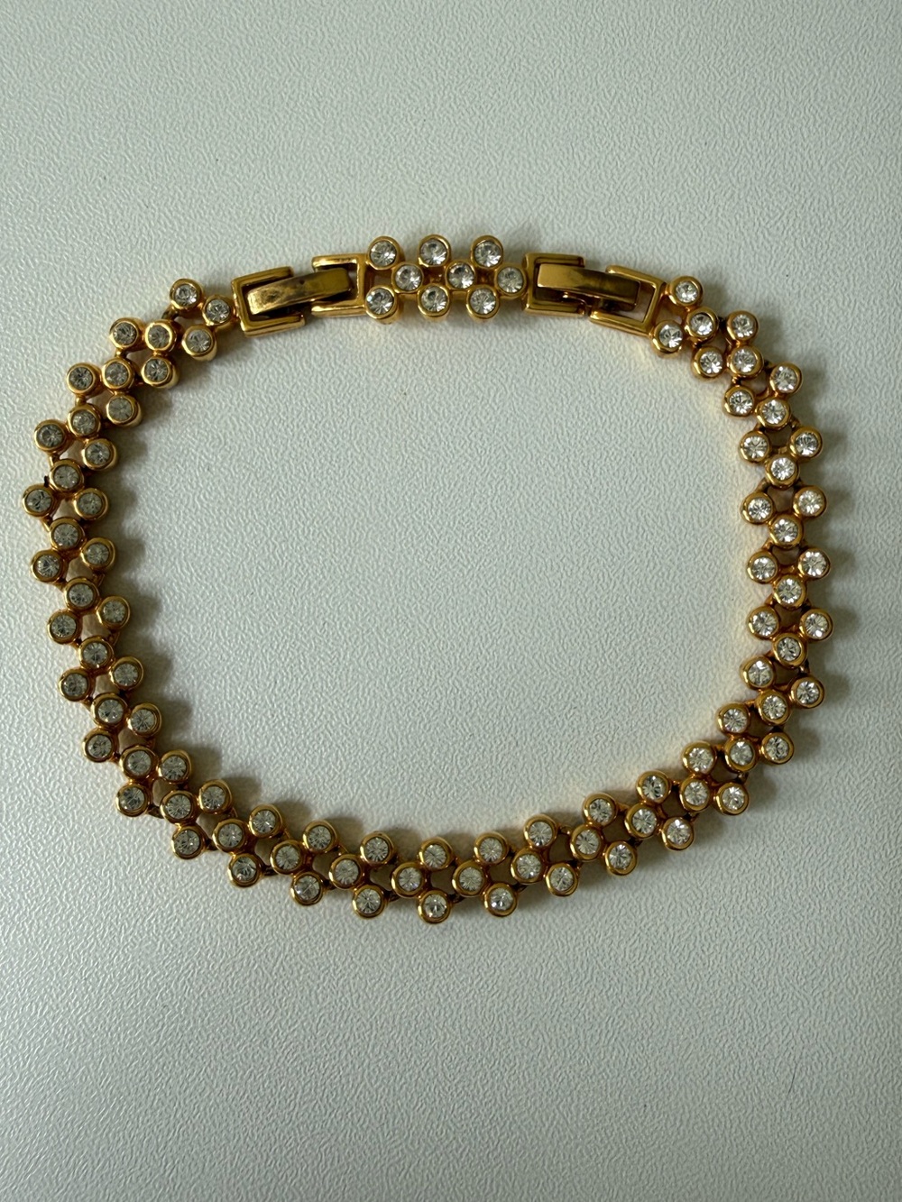 Gold Crystal Double-Row Bracelet - Sparkling Women's Bracelet